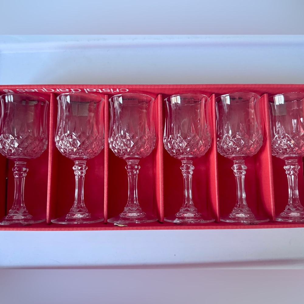 Cristal d’Arques Lead Crystal Cordial Glasses Set of 6 France w Box
